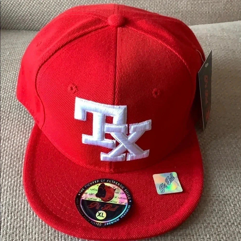 Pit Bull Texas Baseball Cap Fitted Hat Red Sz XL NWT